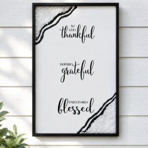 Thankful, Grateful & Blessed Resin Wall Art – 17" × 24"
